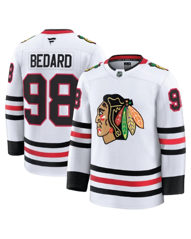 Connor Bedard Chicago Blackhawks Road Fanatics Premium Jersey - White