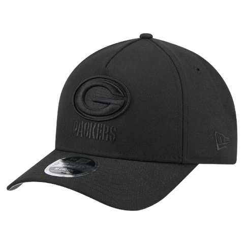 Green Bay Packers M-Crown 9FORTY Adjustable One Size Hat - Black on Black