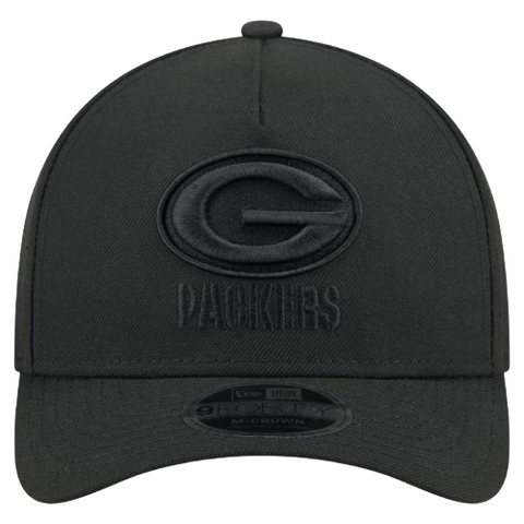 Green Bay Packers M-Crown 9FORTY Adjustable One Size Hat - Black on Black