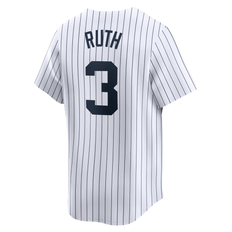 New York Yankees Babe Ruth Nike Home Limited Jersey - White Pinstripe