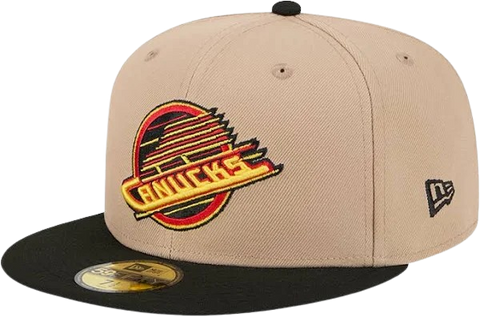 Vancouver Canucks New Era 59FIFTY Skate Logo Pro Fit Hat - Beige