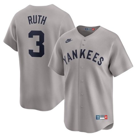 New York Yankees Babe Ruth Nike Road Limited Jersey - Grey
