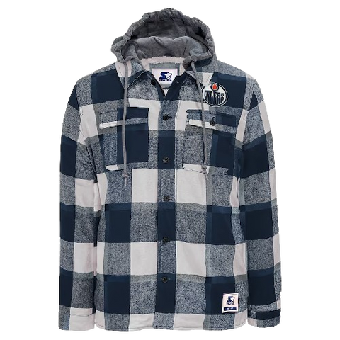 Edmonton Oilers Starter Sherpa Full-Button Flannel Jacket