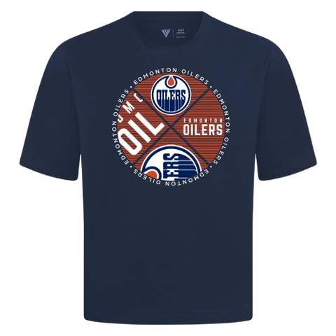 Edmonton Oilers Luxe Signature Tee Shirt - Navy