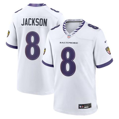 Baltimore Ravens Lamar Jackson Road Game Jersey - White