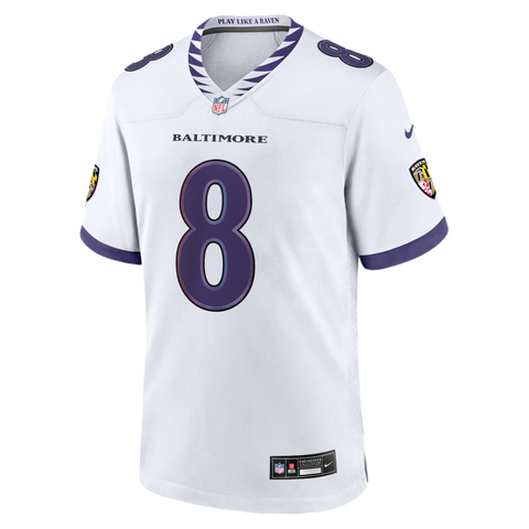 Baltimore Ravens Lamar Jackson Road Game Jersey - White