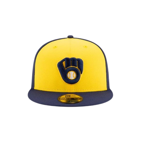 Milwaukee Brewers New Era 59FIFTY Pro Fit Hat - Navy & Yellow
