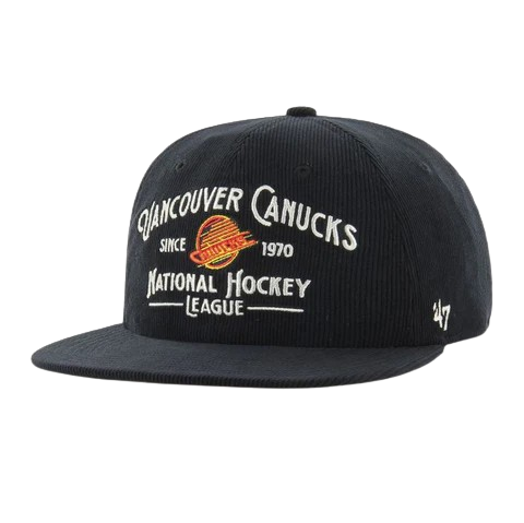 Vancouver Canucks '47 CAPTAIN Corduroy Snapback - Black