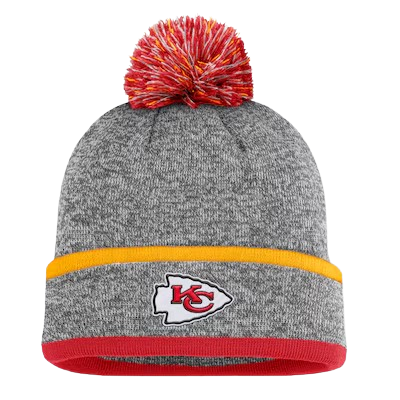Kansas City Chiefs Fanatics Cuffed Knit Toque with Pom - Heather Grey