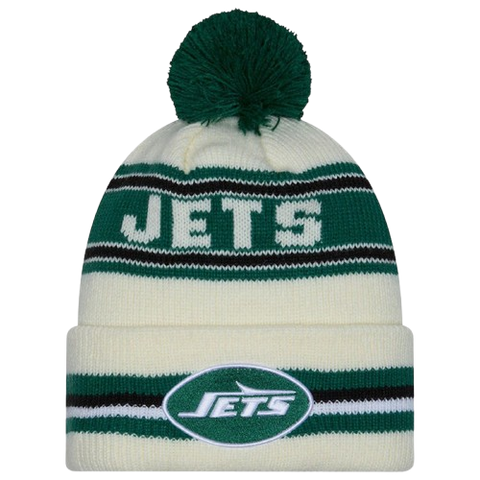New York Jets New Era Cuffed Knit Toque with Pom – Cream