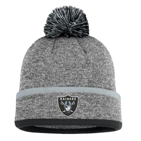 Las Vegas Raiders Fanatics Cuffed Knit Toque with Pom - Heather Grey