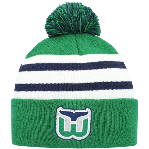 Hartford Whalers Mitchell & Ness Vintage Cuffed Knit Toque with Pom - Two Tone