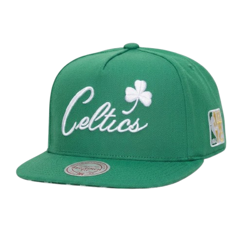 Boston Celtics Script Mitchell & Ness Snapback - Green