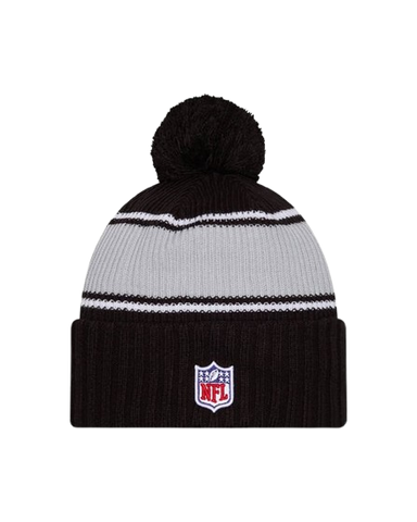Los Vegas Raiders New Era Fleece Lined Cuffed Knit Toque with Pom - Black