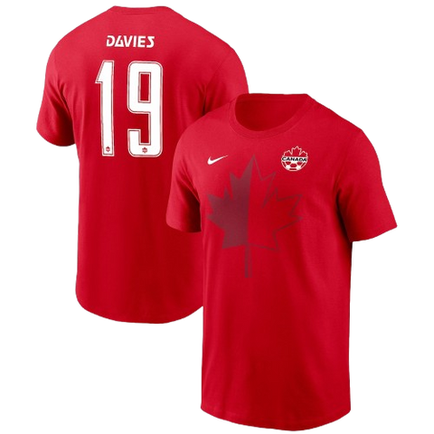 Nike Soccer Canada Alphonso Davies Name & Number T-Shirt - Red