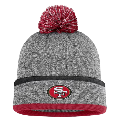 San Francisco 49ers Fanatics Cuffed Knit Toque with Pom - Heather Grey