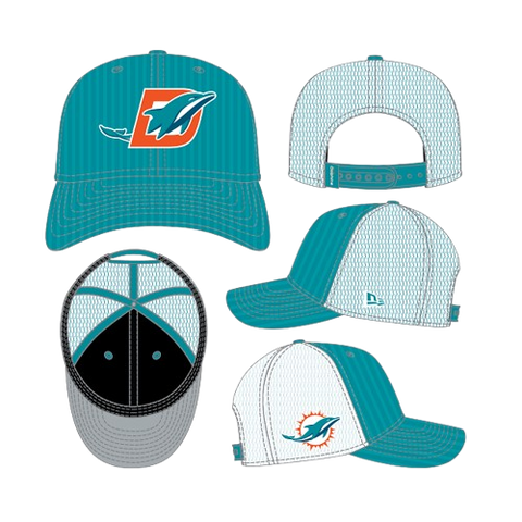 Miami Dolphins New Era 9SEVENTY Stretch-Snap Deceptor Letter Logo Trucker Hat- Teal