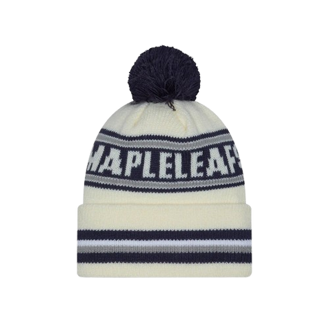 Toronto Maple Leafs Cuffed Knit Toque with Pom – Cream