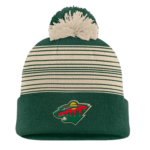 Minnesota Wild Striped Cuffed Knit Toque with Pom