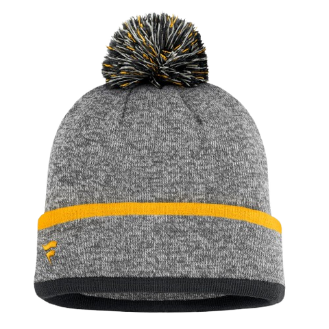 Pittsburgh Steelers Fanatics Cuffed Knit Toque with Pom - Heather Grey