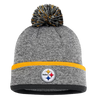 Pittsburgh Steelers Fanatics Cuffed Knit Toque with Pom - Heather Grey
