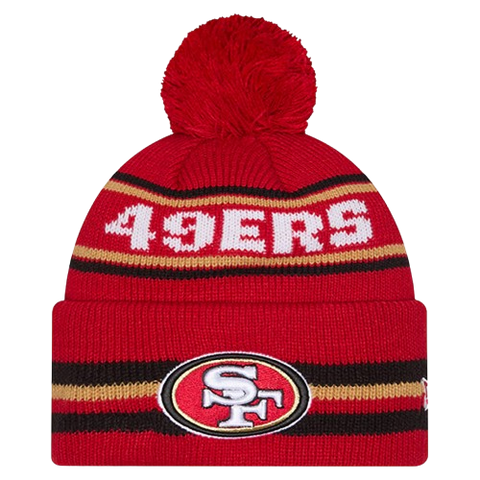 San Francisco 49ers Cuffed Knit Tri-Colour Toque with Pom – Scarlet