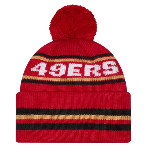 San Francisco 49ers Cuffed Knit Tri-Colour Toque with Pom – Scarlet