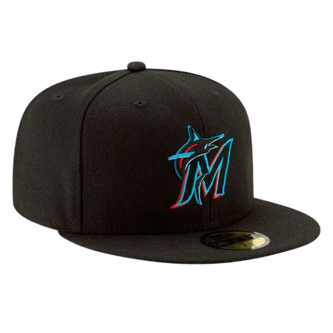 Miami Marlins New Era 59FIFTY Pro Fit Hat - Black