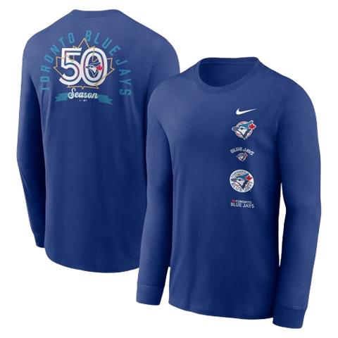 Toronto Blue Jays 50th Season Anniversary Nike Long Sleeve Shirt - Blue