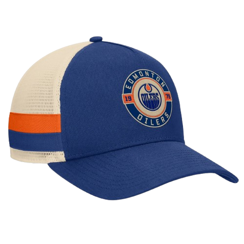 Edmonton Oilers Fanatics Royal Prestige 5-Panel A-Frame Mesh Adjustable Hat