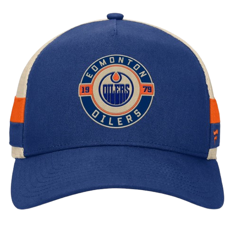 Edmonton Oilers Fanatics Royal Prestige 5-Panel A-Frame Mesh Adjustable Hat