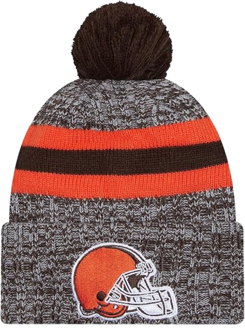 Cleveland Browns New Era Cuffed Knit Toque with Pom – Heather Gray