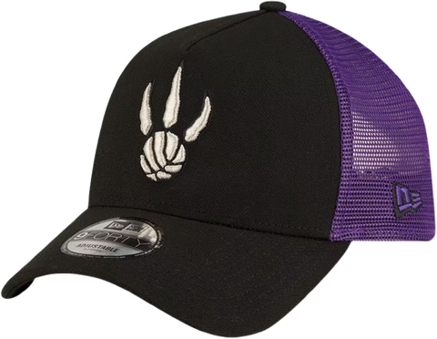 Toronto Raptors New Era 9FORTY A-Frame Trucker Snapback - Black & Purple