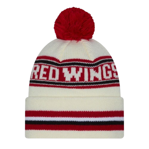 Detroit Red Wings New Era Cuffed Knit Toque with Pom – Cream