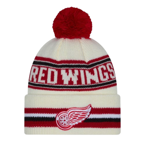 Detroit Red Wings New Era Cuffed Knit Toque with Pom – Cream
