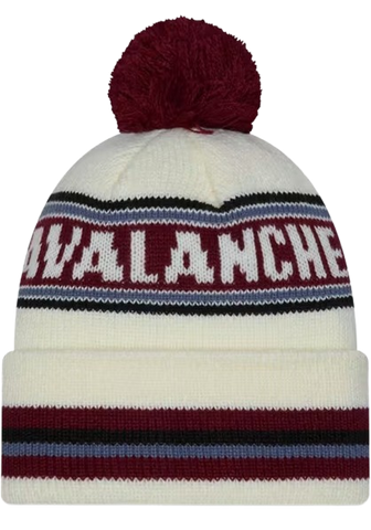 Colorado Avalanche New Era Cuffed Knit Toque with Pom – Cream