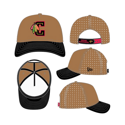 Chicago Blackhawks New Era 9Forty M-Crown A-Frame Deceptor Letter Logo Trucker Hat- Bronze