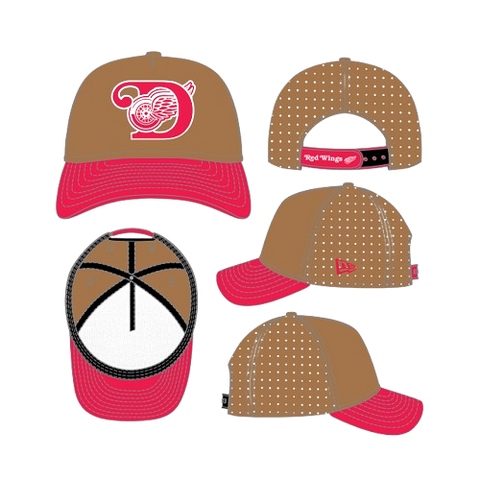 Detroit Red Wings New Era 9Forty M-Crown A-Frame Deceptor Letter Logo Trucker Hat- Bronze