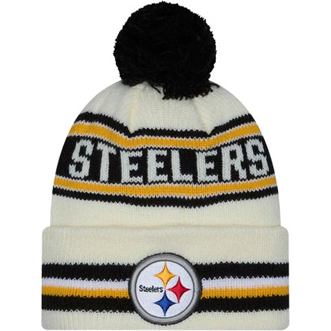 Pittsburgh Steelers New Era Cuffed Knit Toque with Pom – Cream