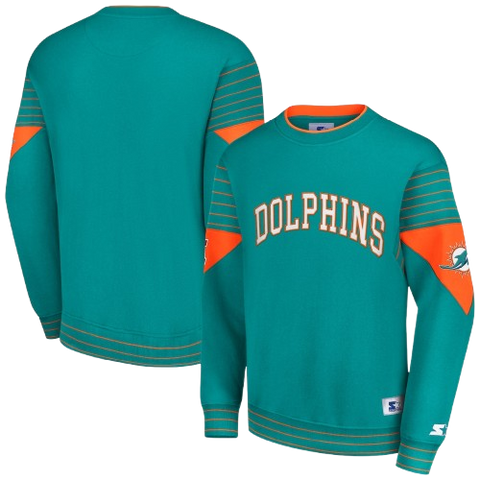Miami Dolphins Starter Brand Pullover Sweatshirt - Aqua