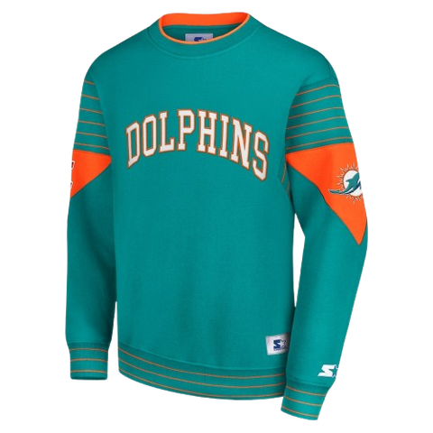 Miami Dolphins Starter Brand Pullover Sweatshirt - Aqua
