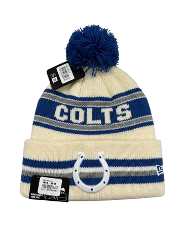 Indianapolis Colts New Era Cuffed Knit Toque with Pom – Cream