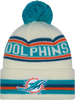 Miami Dolphins New Era Cuffed Knit Toque with Pom – Cream