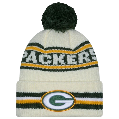 Green Bay Packers New Era Cuffed Knit Toque with Pom – Cream