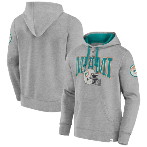 Miami Dolphins Vintage Logo Fanatics Label Maker Pullover Hoodie - Gray