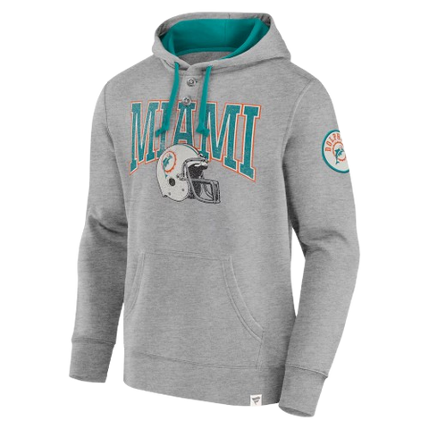 Miami Dolphins Vintage Logo Fanatics Label Maker Pullover Hoodie - Gray