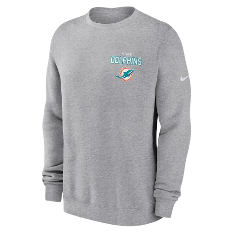 Miami Dolphins Nike Draw Block Club Pullover Sweatshirt - Gray