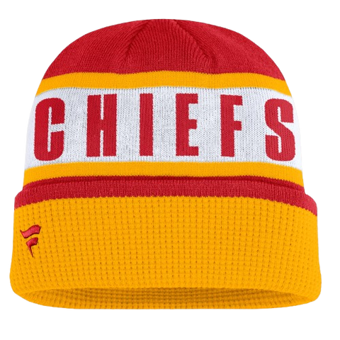 Kansas City Chiefs Fanatics Oskie Cuffed Knit Toque - Red & Yellow