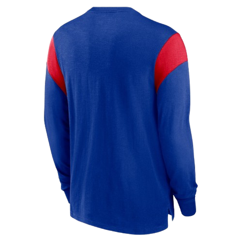 New England Patriots Nike Slub Rewind Playback Helmet Long Sleeve Shirt - Blue