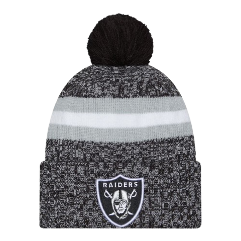 Las Vegas Raiders Sideline Cuffed Knit Toque with Pom  - Heather